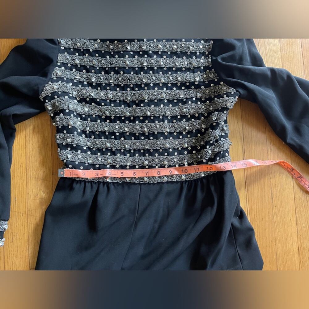 60s Vintage Long Sleeved Beaded Dress - Picture 7 of 8